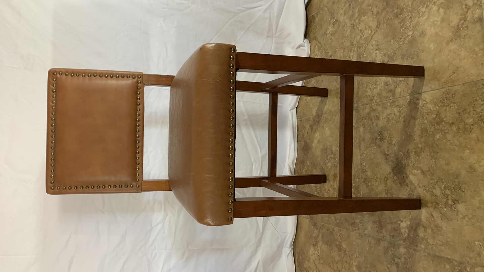 Photo 1 of LINON BROOK FAUX LEATHER COUNTER STOOL WITH NAILHEAD TRIM 45” TALL