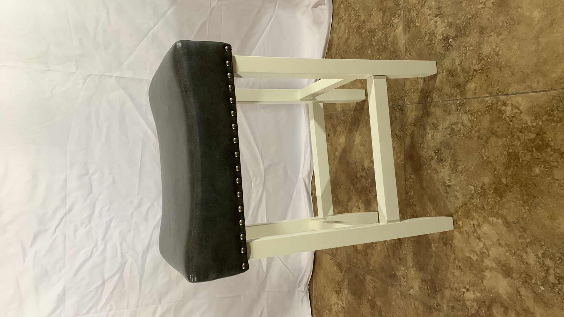 Photo 1 of WOODEN PADDED COUNTER STOOL WITH NAILHEAD TRIM 24” TALL