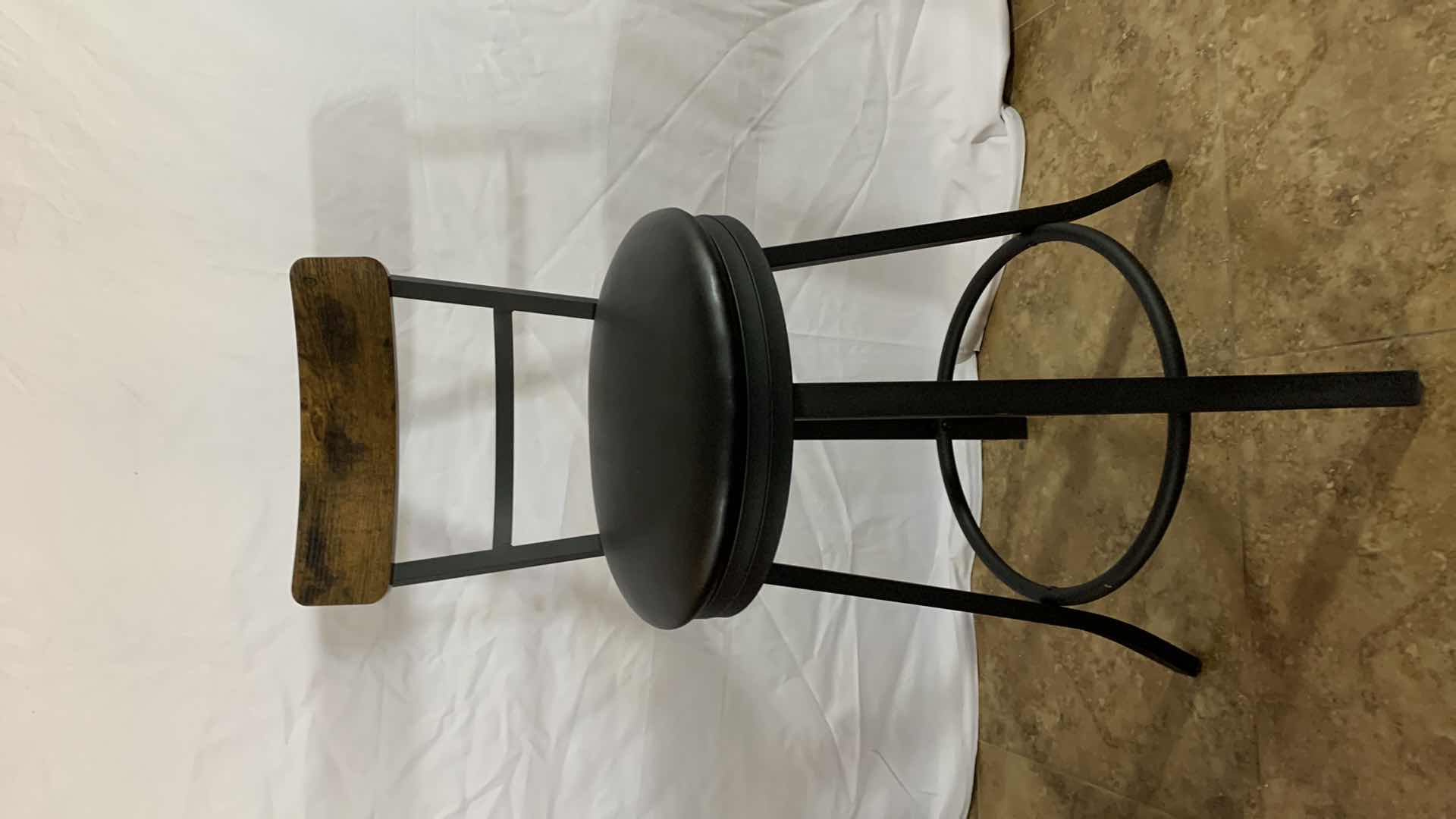 Photo 1 of VASAGLE METAL FRAME BAR STOOL WITH WOODEN BACK 36” TALL