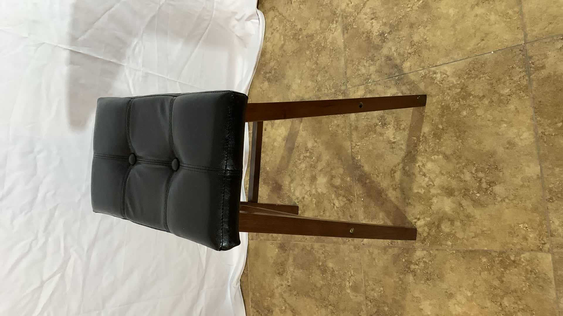 Photo 2 of WOODEN FAUX LEATHER BAR STOOL 30” TALL