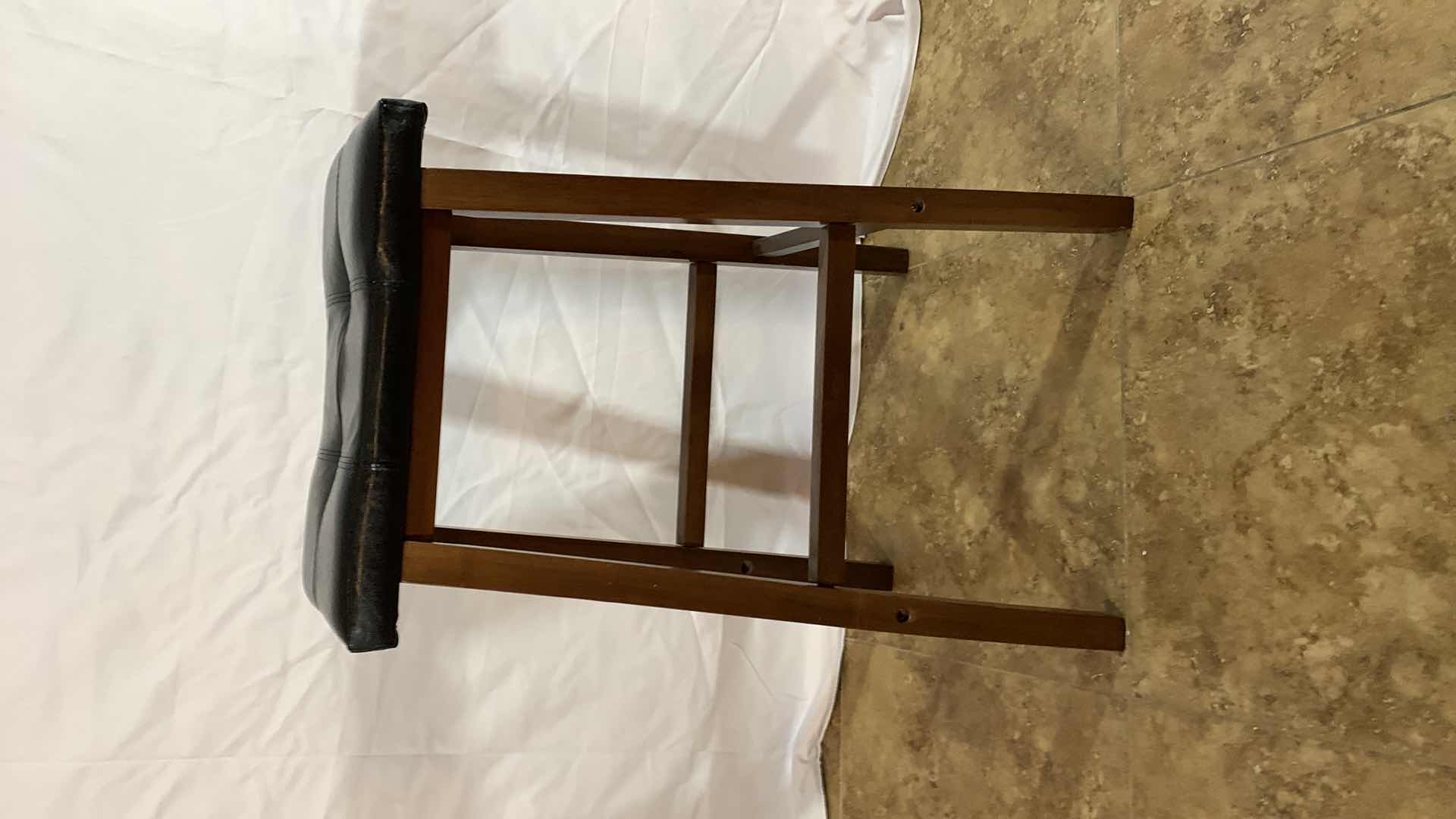 Photo 1 of WOODEN FAUX LEATHER BAR STOOL 30” TALL