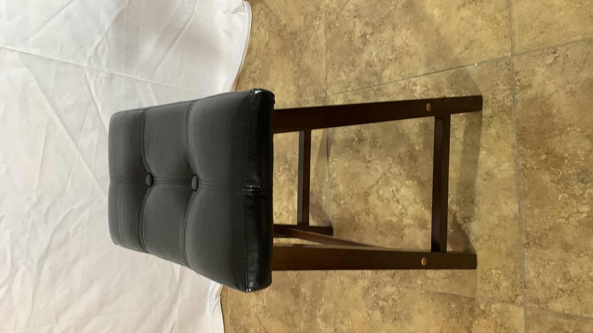 Photo 2 of WOODEN FAUX LEATHER BAR STOOL 24” TALL