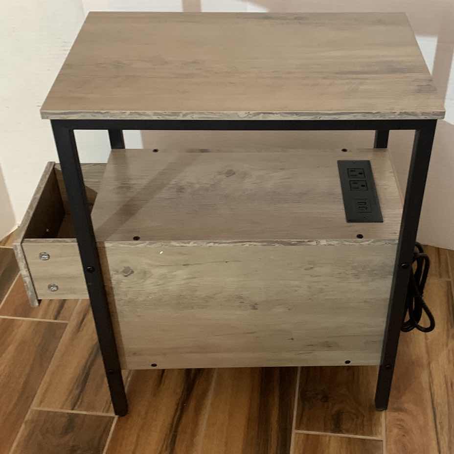 Photo 4 of WOODEN END TABLE WITH USB CHARGING STATION AND ELECTRICAL OUTLETS 12” X 19” H 24”