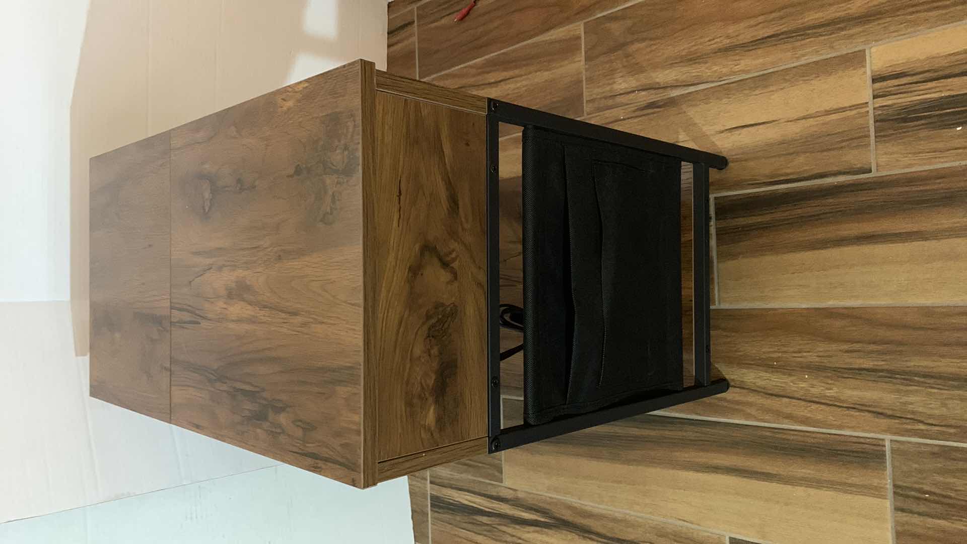 Photo 1 of NARROW WOODEN END TABLE WITH USB CHARGING STATION AND ELECTRICAL OUTLETS 12” X 24” H 24”