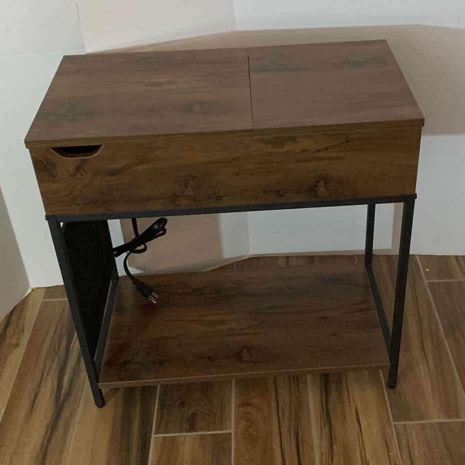 Photo 5 of NARROW WOODEN END TABLE WITH USB CHARGING STATION AND ELECTRICAL OUTLETS 12” X 24” H 24”