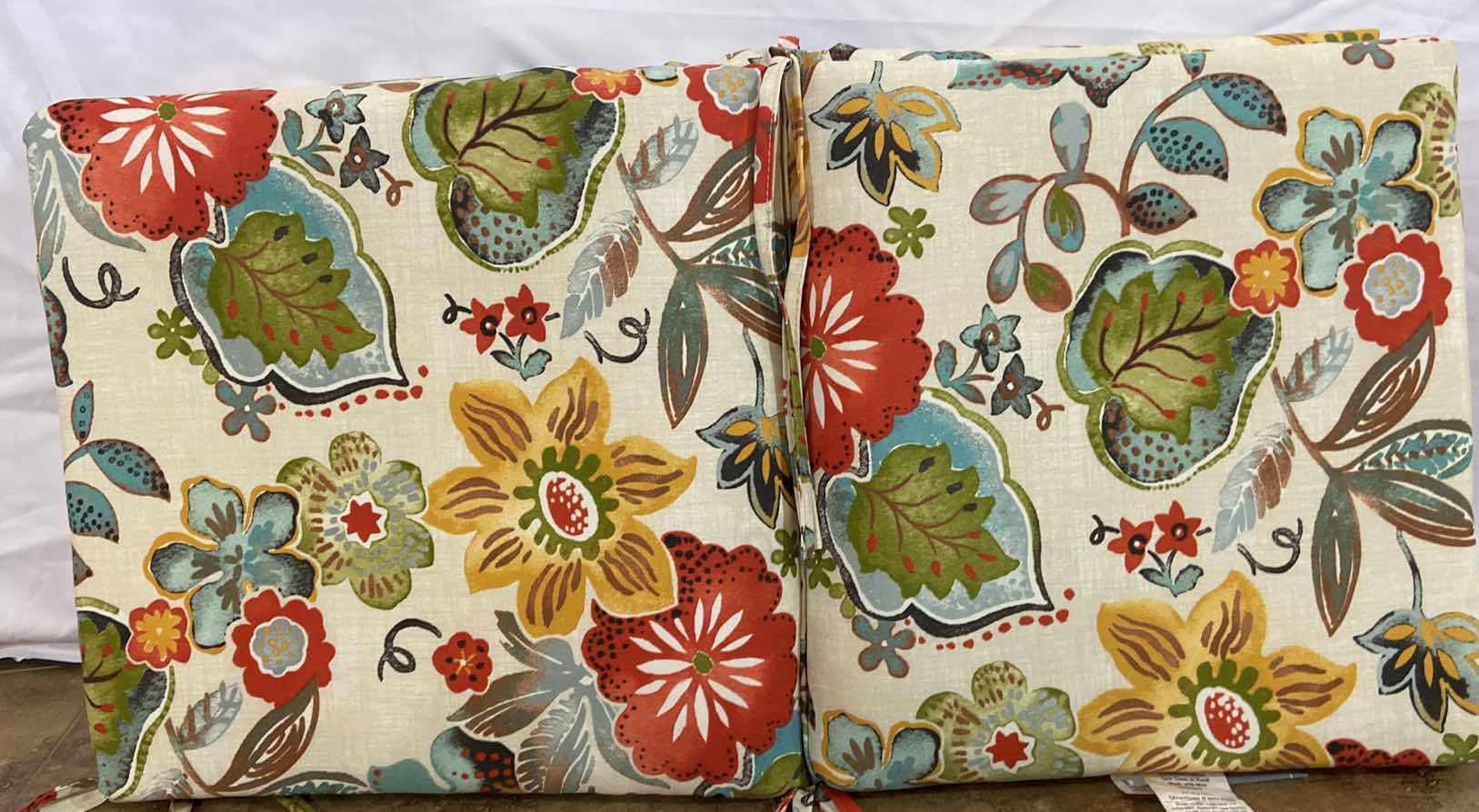 Photo 1 of 2-PATIO CHAIR SEAT CUSHIONS 34” X 18.5” POLYESTER MATERIAL