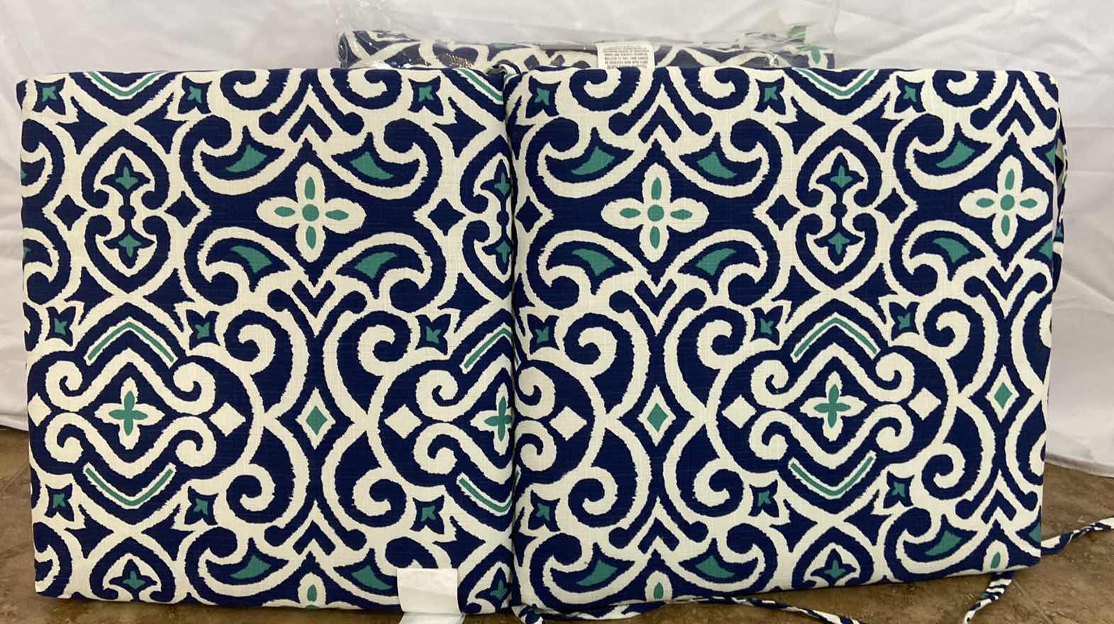 Photo 1 of 2-PATIO CHAIR SEAT CUSHIONS 35” X 18” POLYESTER MATERIAL