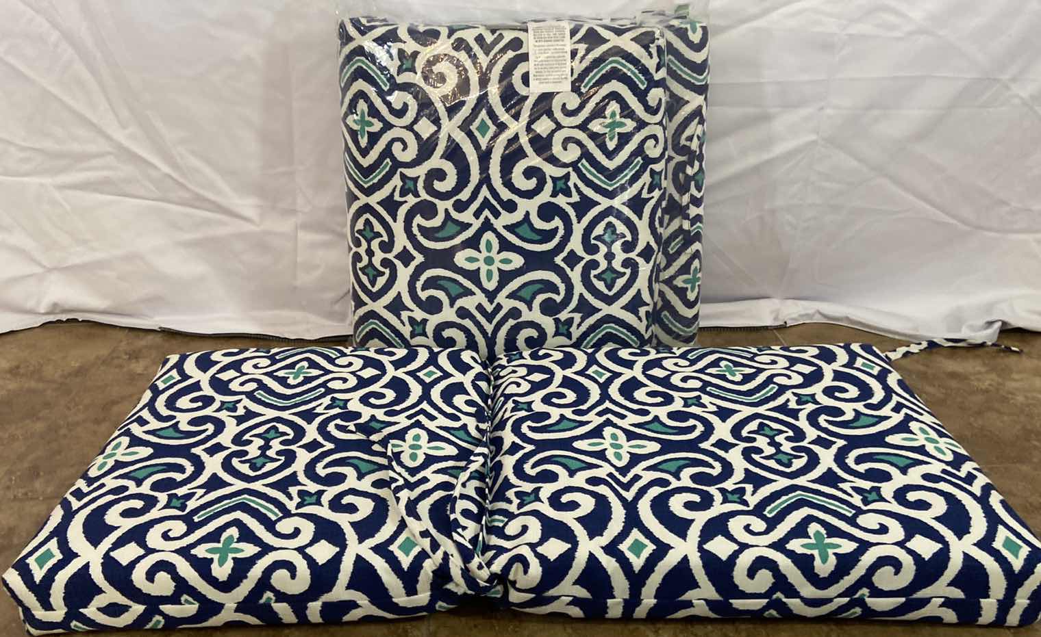 Photo 3 of 2-PATIO CHAIR SEAT CUSHIONS 35” X 18” POLYESTER MATERIAL