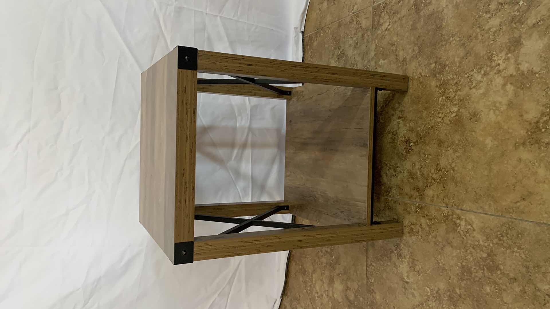 Photo 1 of BESTCO SQUARE SIDE TABLE WITH METAL ACCENTS 16” X 16” H 22”