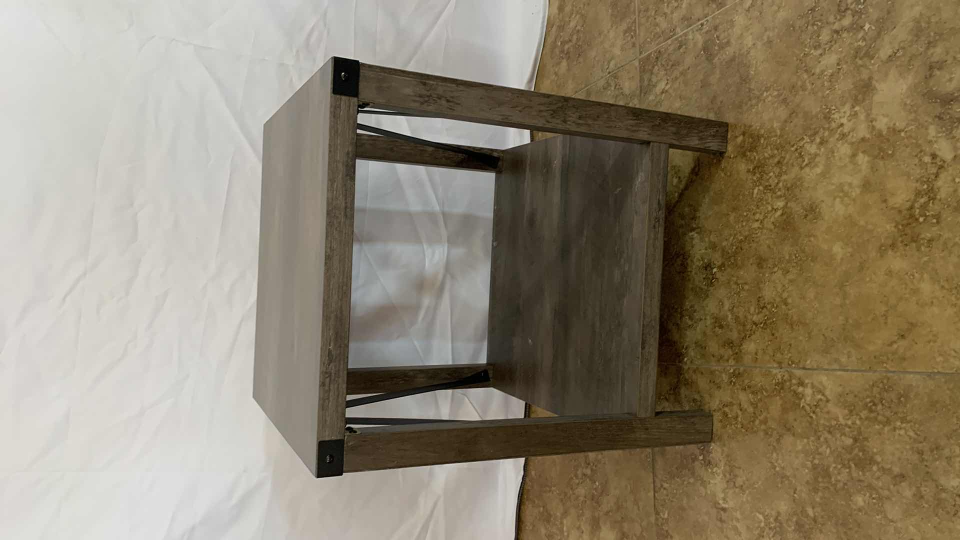 Photo 1 of WOODEN SQUARE END TABLE WITH METAL ACCENTS 18” X 18” H 22”