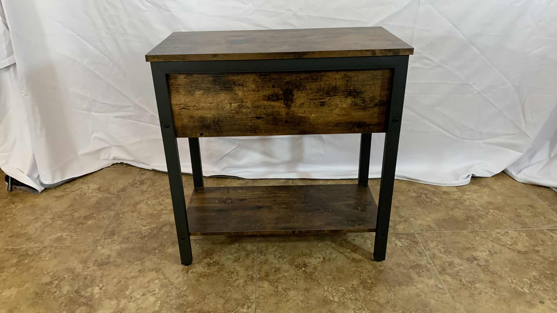 Photo 3 of METAL AND WOODEN NARROW END TABLE WITH 1 DRAWER 12” X 24” H 24”