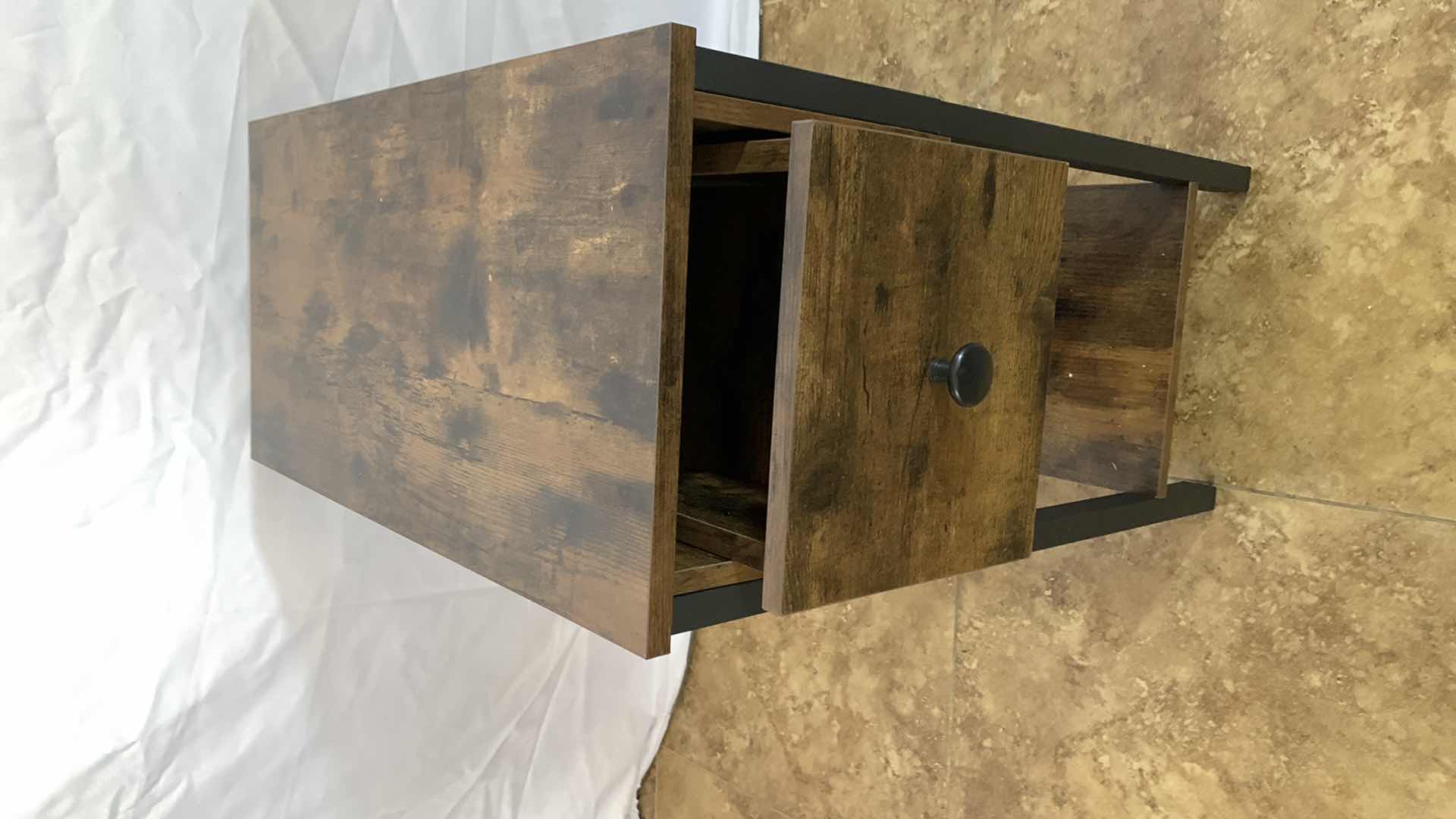 Photo 2 of METAL AND WOODEN NARROW END TABLE WITH 1 DRAWER 12” X 24” H 24”