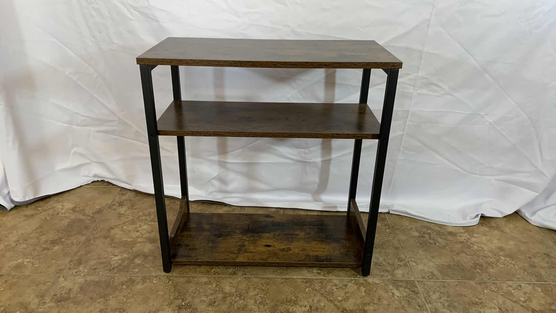 Photo 3 of METAL AND WOODEN NARROW END TABLE WITH SHELF 12” X 24” H 24”