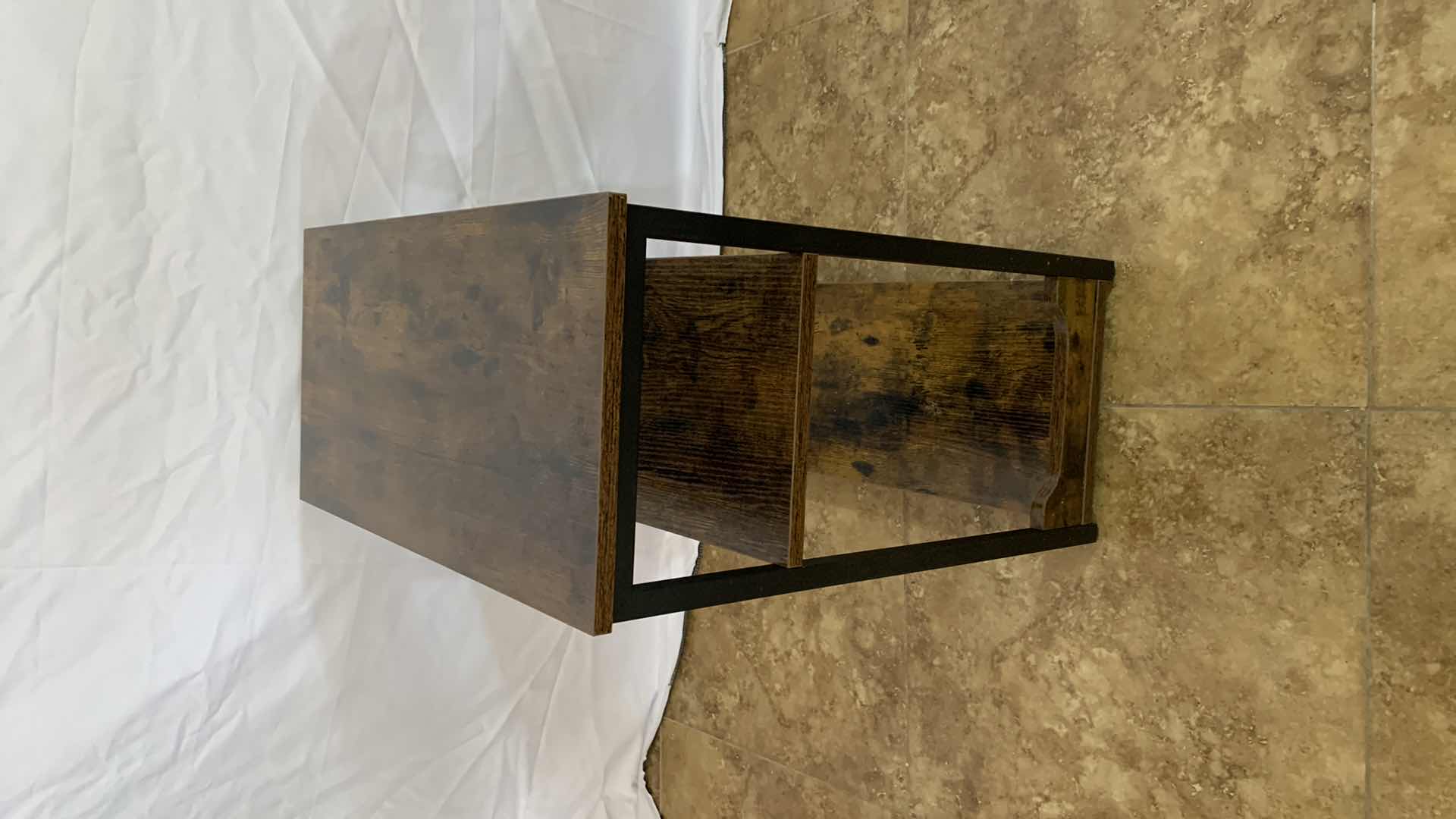 Photo 2 of METAL AND WOODEN NARROW END TABLE WITH SHELF 12” X 24” H 24”