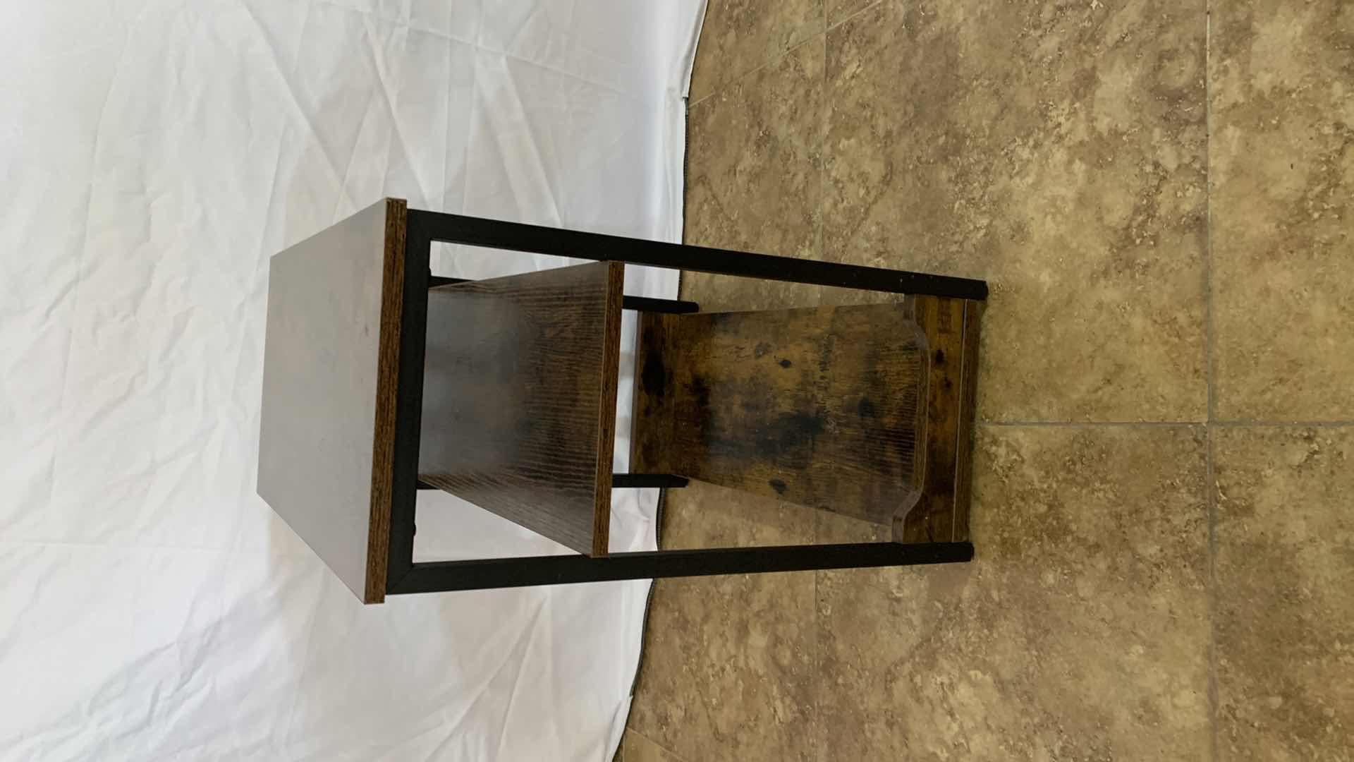 Photo 1 of METAL AND WOODEN NARROW END TABLE WITH SHELF 12” X 24” H 24”