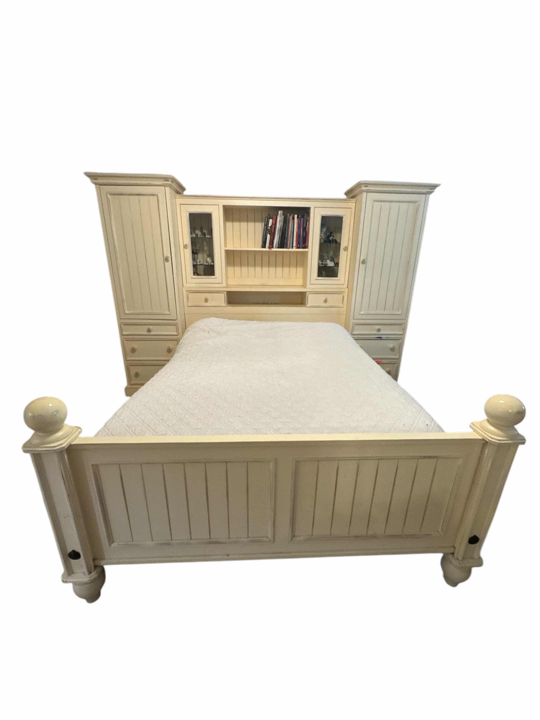 Photo 1 of CREAM COLORED COTTAGE STYLE QUEEN SIZE BED FRAME - CONTENTS OF FRAME NOT INCLUDED, MATTRESS NOT INCLUDED