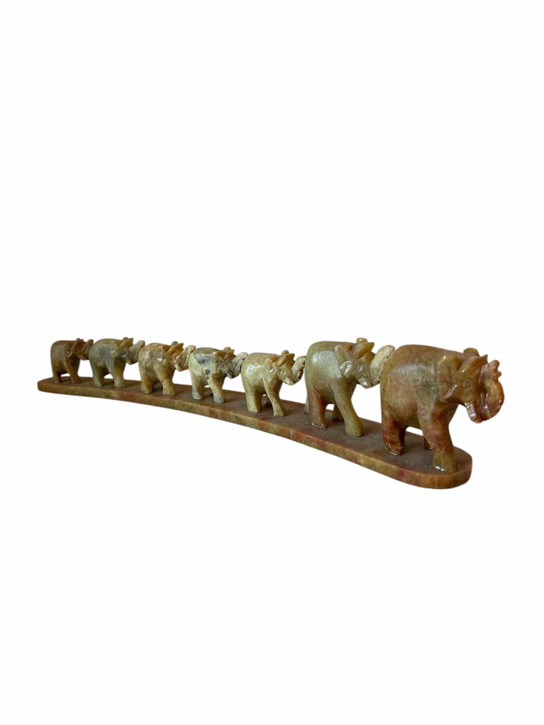 Photo 1 of STONE CARVED ELEPHANTS - TALLEST 4”, LONGEST 9”