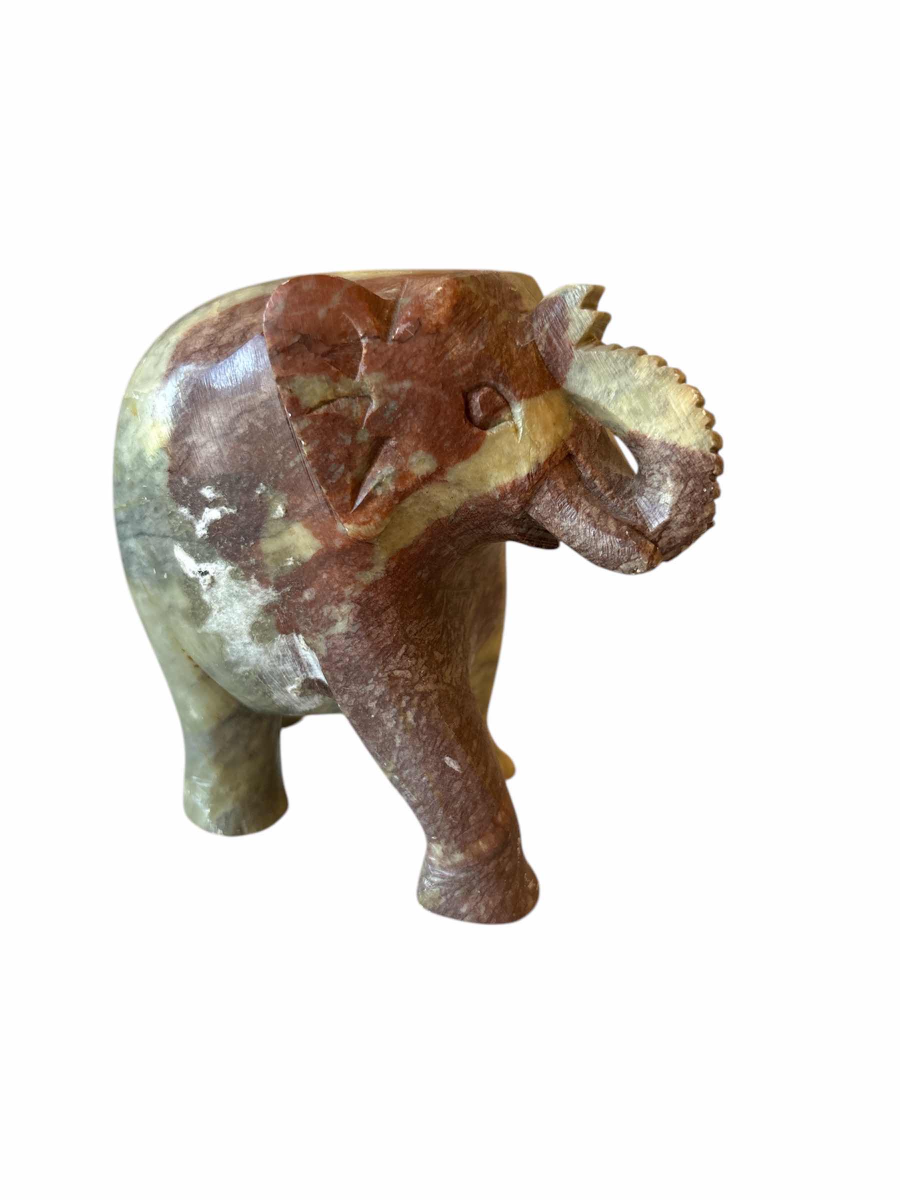Photo 1 of STONE CARVED ELEPHANTS - TALLEST 4”, LONGEST 9”