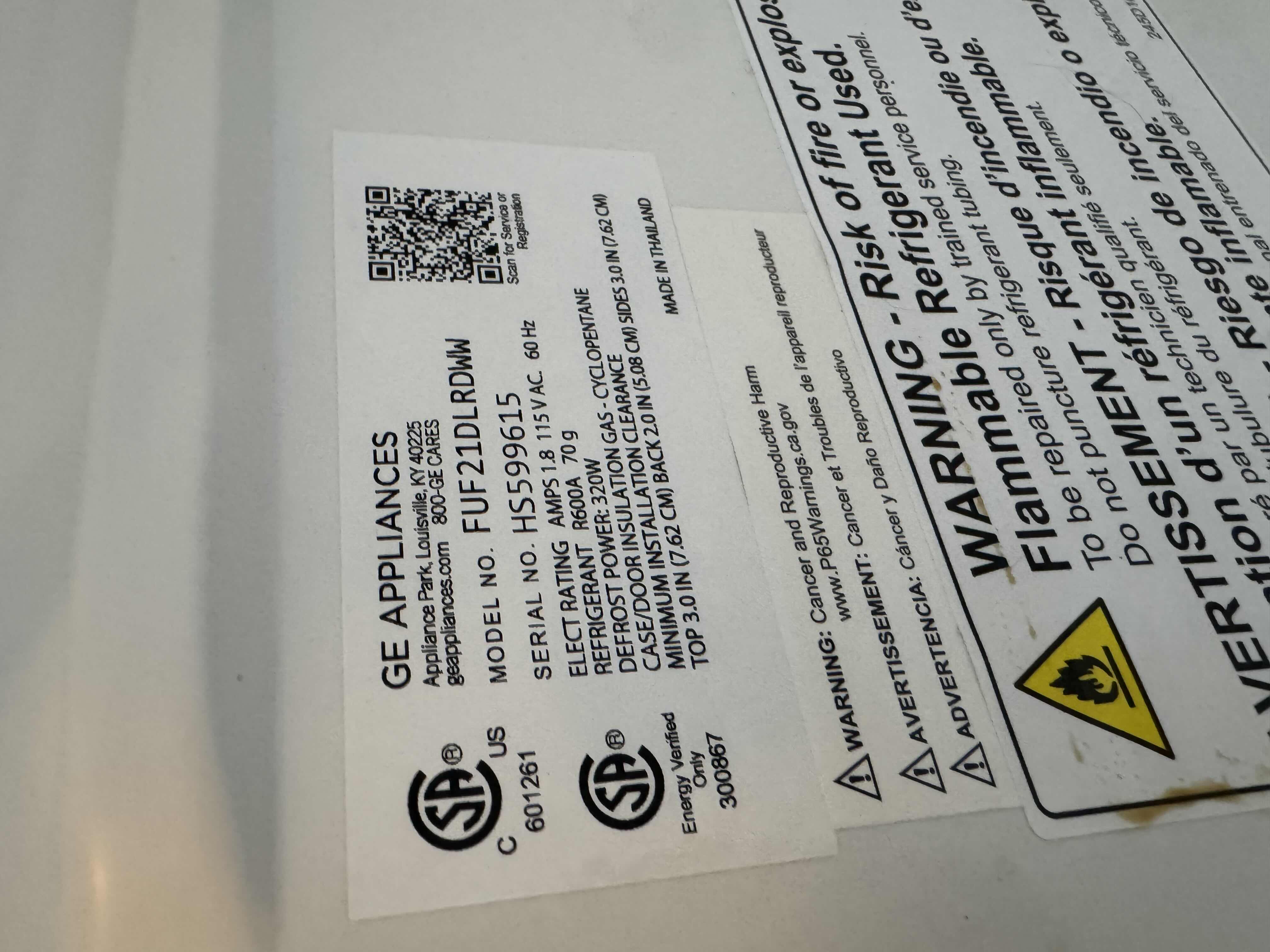 Photo 1 of GE STAND ALONE UPRIGHT FREEZER
