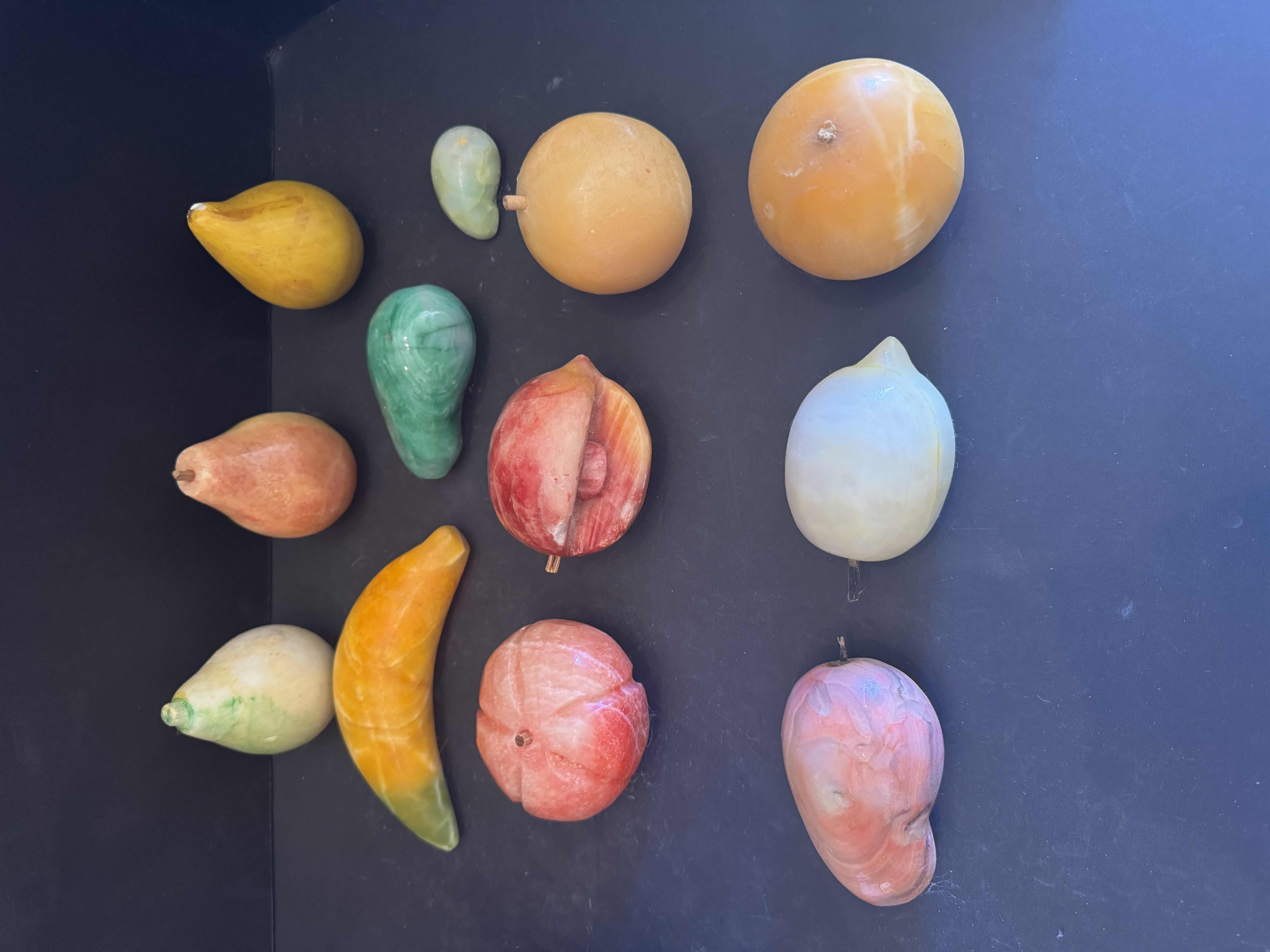 Photo 1 of VINTAGE CRYSTAL FRUIT BOWL WITH SILVER BASE AND ASSORTED CRYSTAL GEMSTONE FRUIT
D10” X H6”