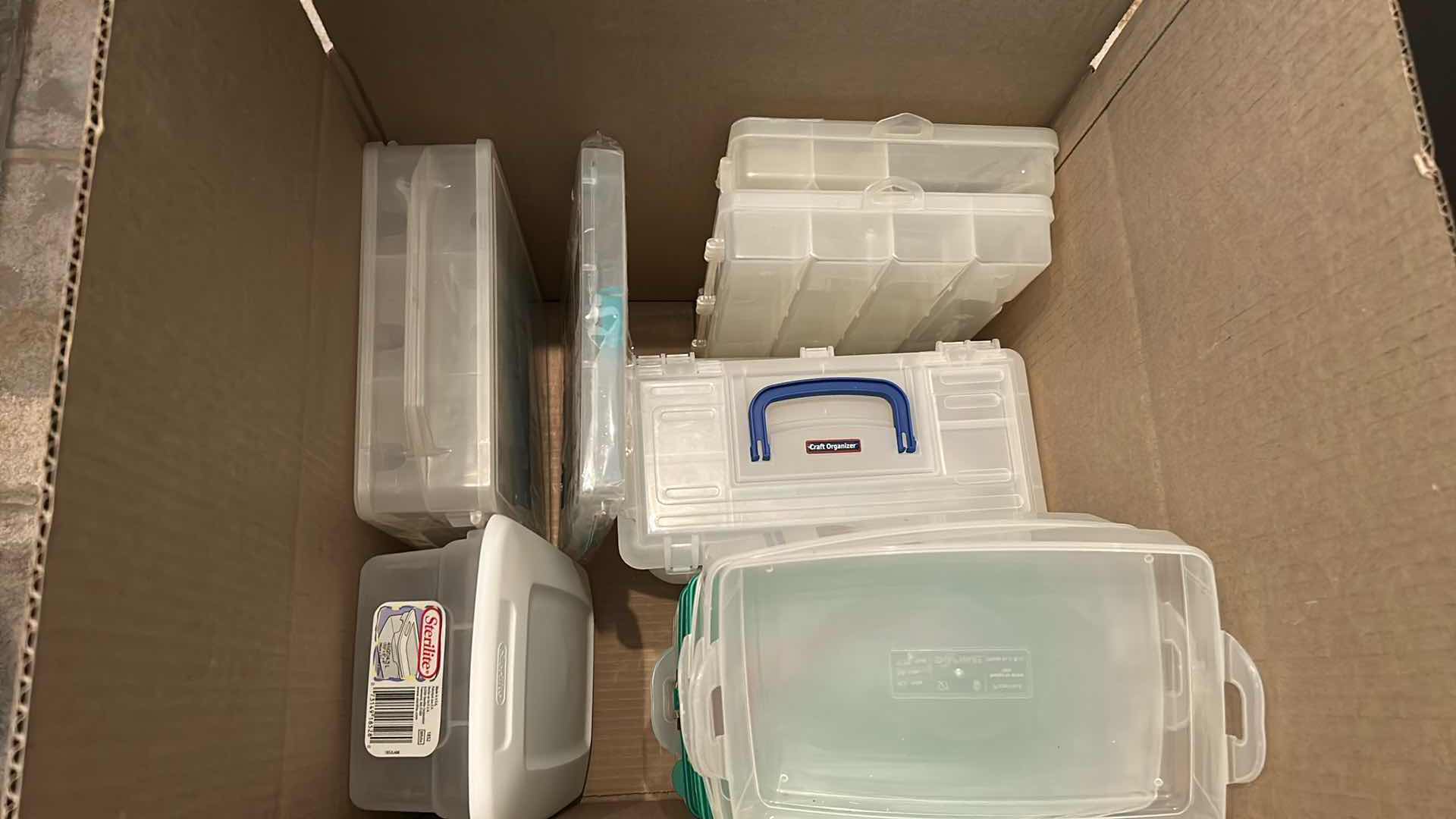 Photo 1 of BOX OF ASSORTED PLASTIC CONTAINERS