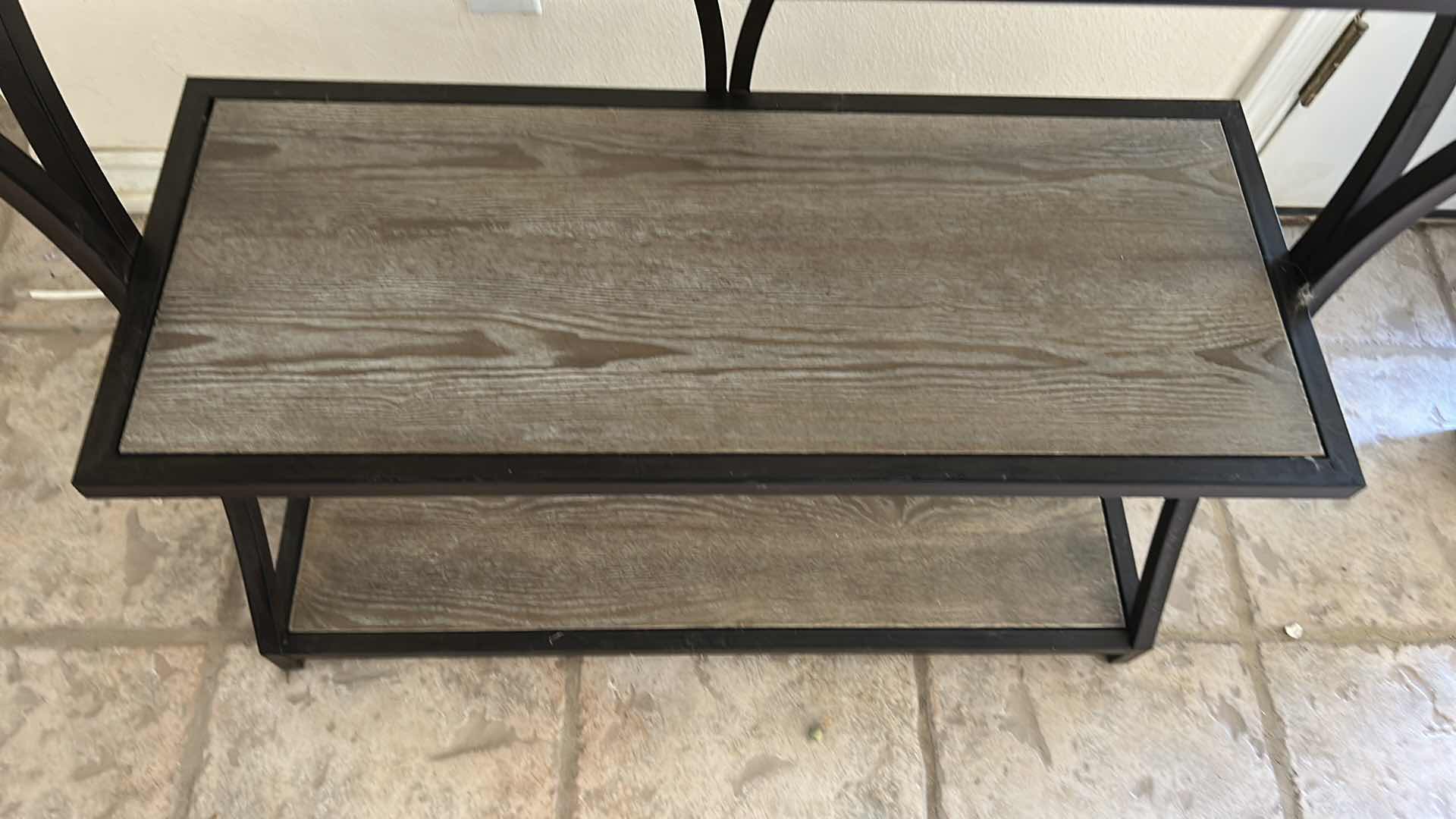 Photo 1 of BLACK METAL 3 SHELF CONSOLE TABLE 32” X 12” H 32”
