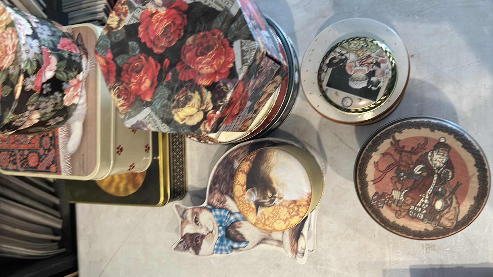 Photo 1 of 13- ASSORTED TINS IN PLASTIC CONTAINER