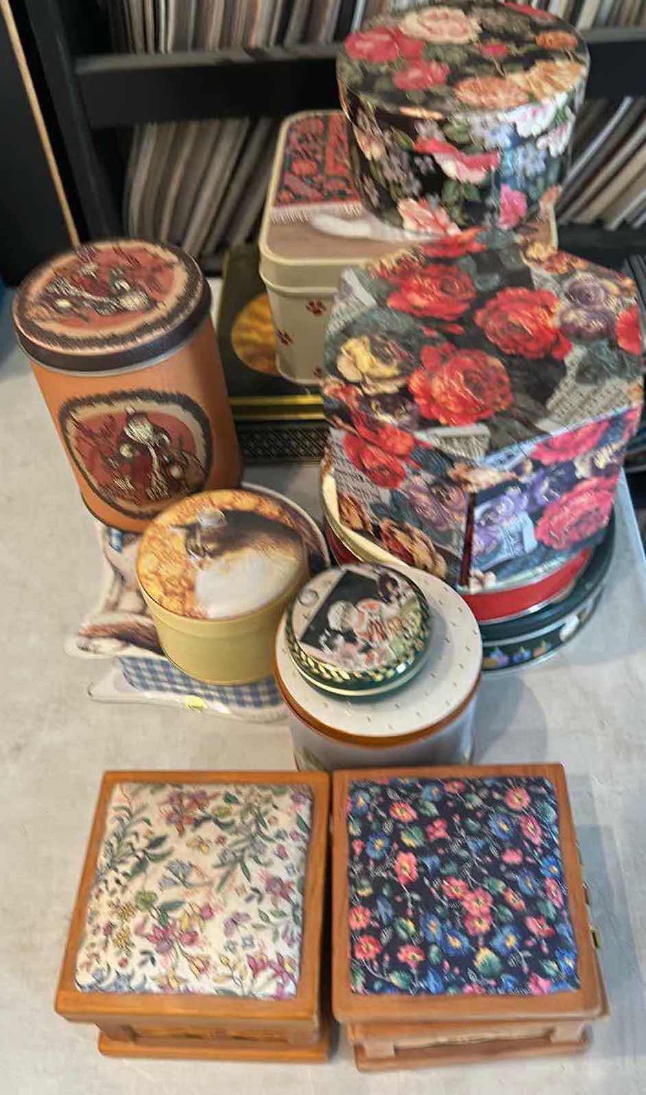 Photo 1 of 13- ASSORTED TINS IN PLASTIC CONTAINER