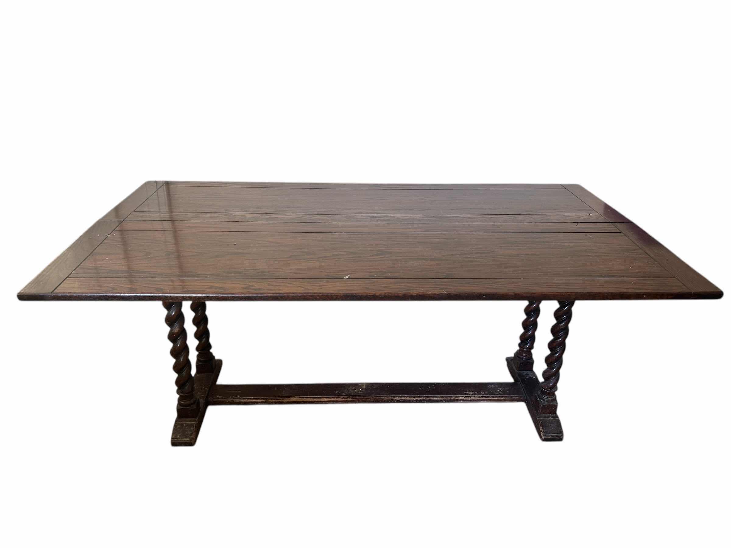 Photo 1 of OLD ENGLISH STYLE BARLEY TWIST RECTANGLE TABLE 71” X 39” H 29”