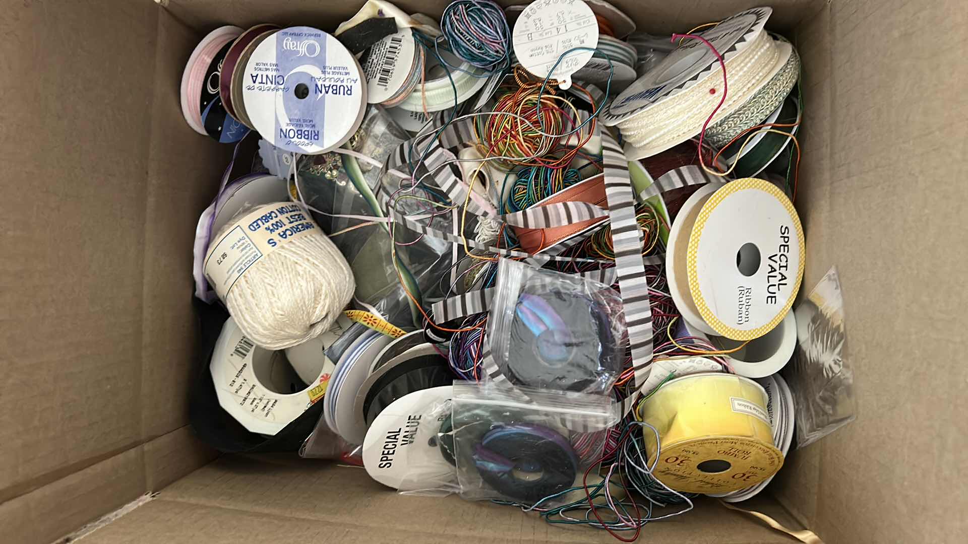 Photo 1 of CONTENTS OF BOX BEADS RIBBONS