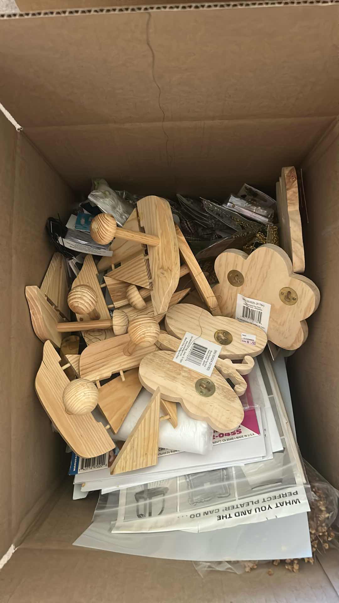 Photo 1 of CONTENTS OF BOX ASSORTED WOOD PEG HOOKS BABY BREATH