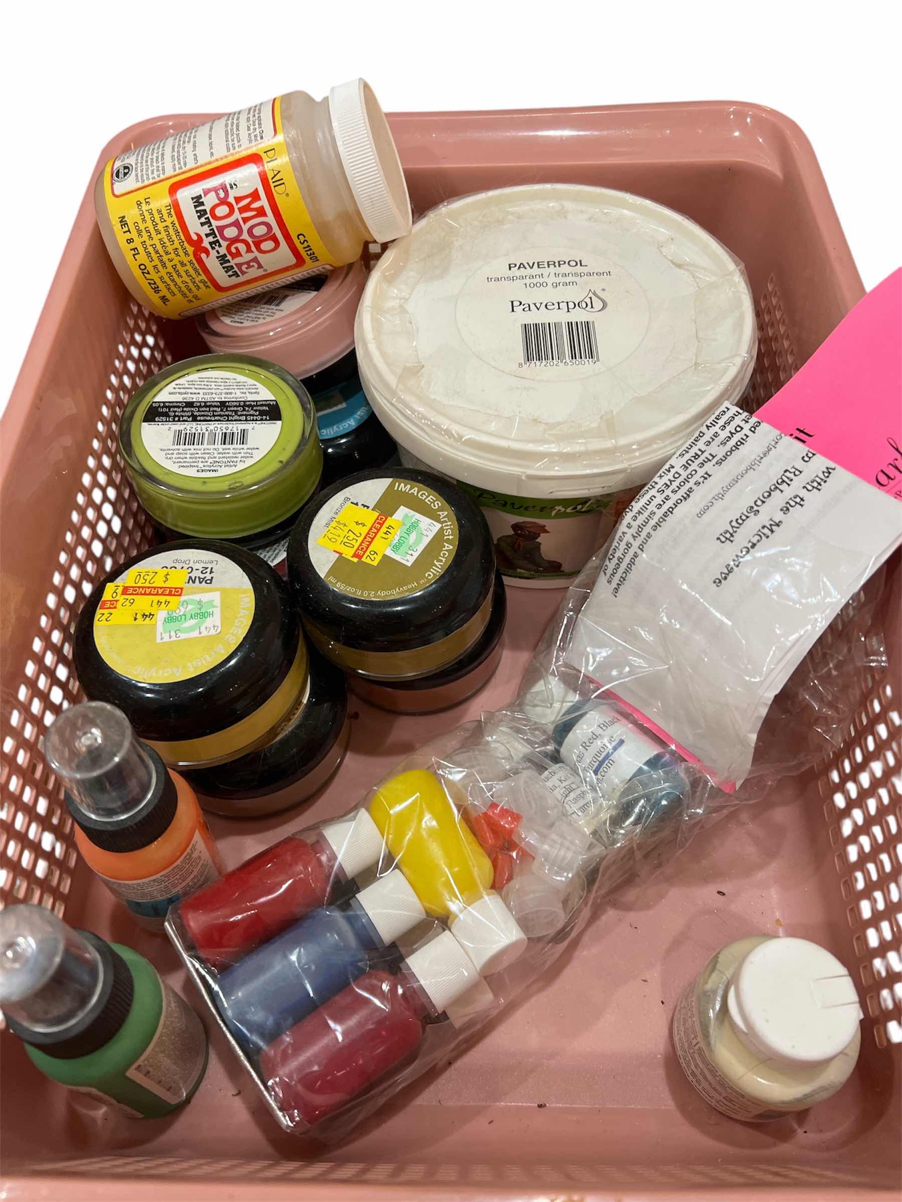Photo 1 of TUB OF PAINTS AND PAINTING SUPPLIES