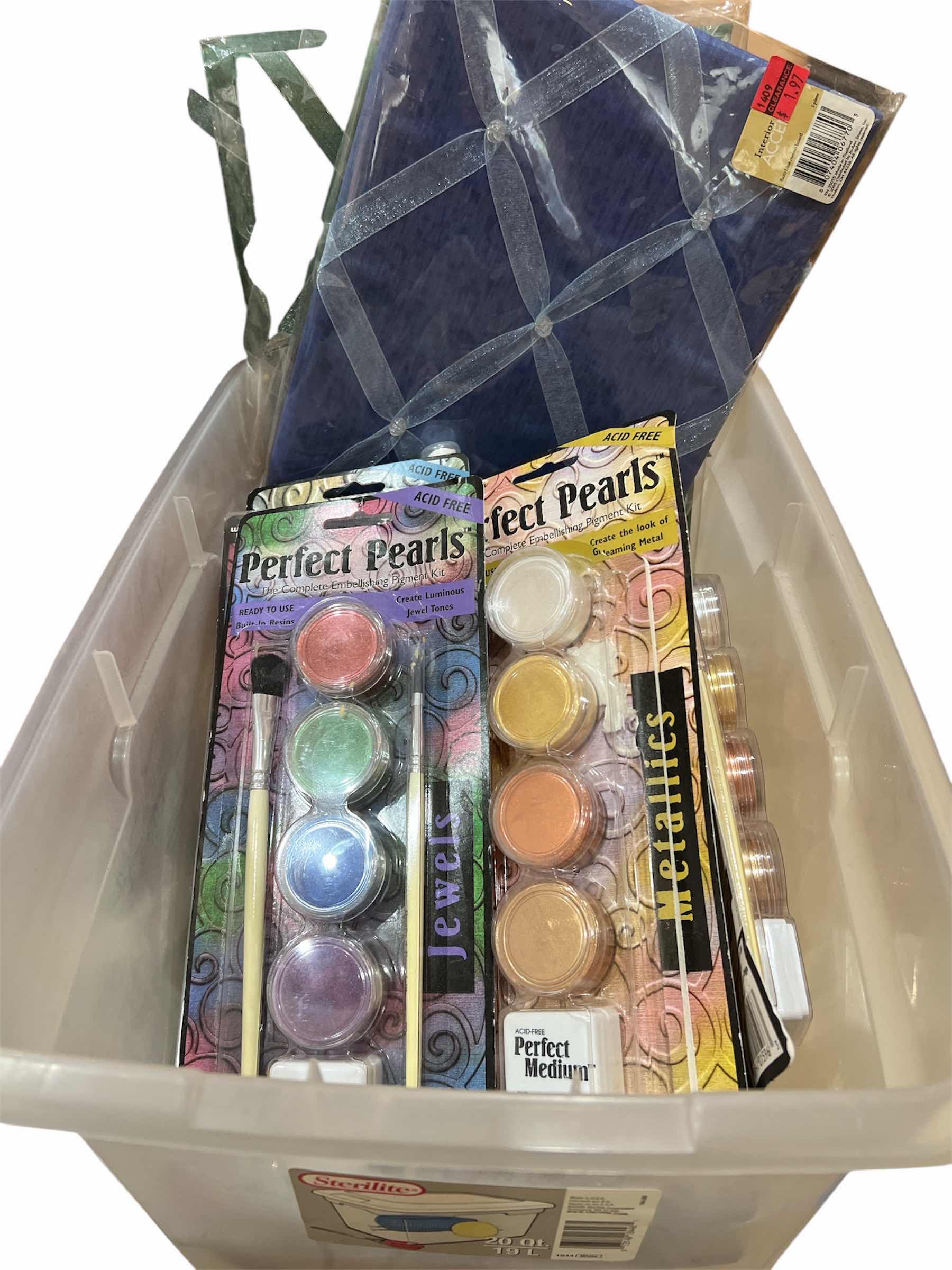 Photo 1 of BOX OF CRAFTING SUPPLIES - FLORAL, PAINTING AND MORE