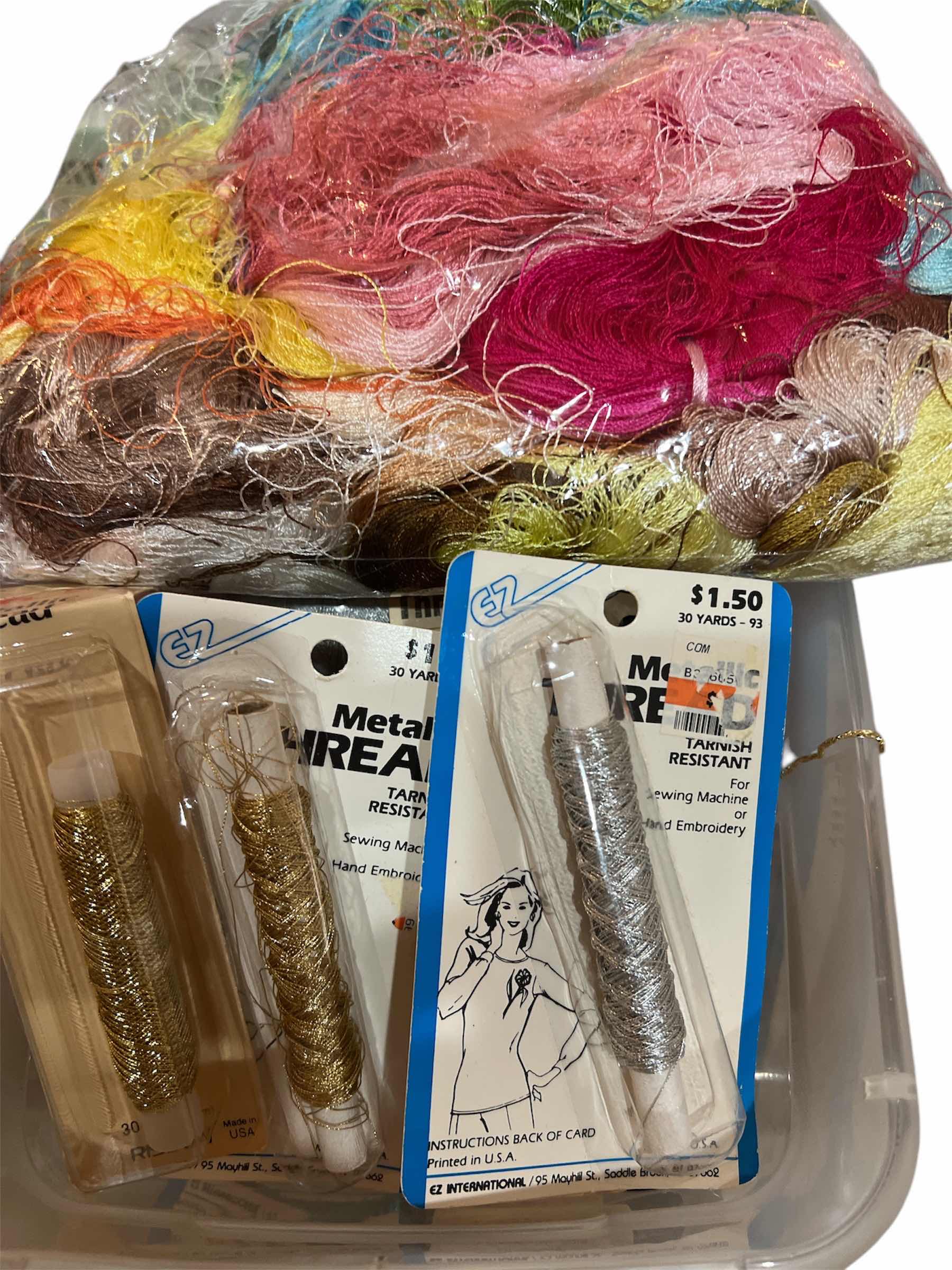Photo 1 of TOTE OF ASSORTED EMBROIDERY THREAD AND FLOSS