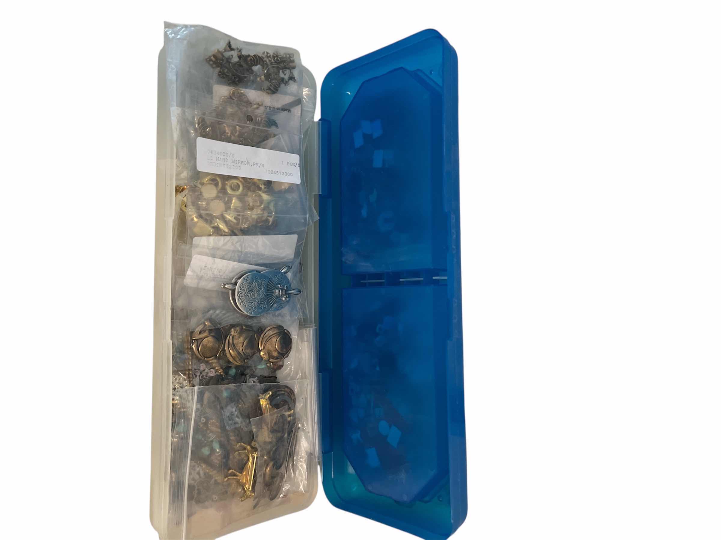 Photo 1 of ORGANIZER BOX AND CONTENTS OF METAL JEWELRY MAKING SUPPLIES