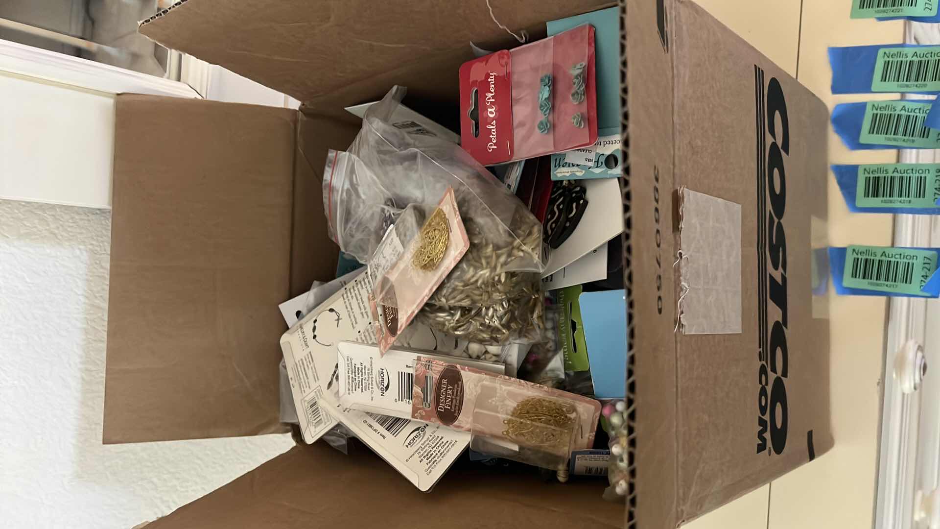 Photo 1 of BOX OF ASSORTED CRAFT AND JEWELRY BEADS AND FINDINGS