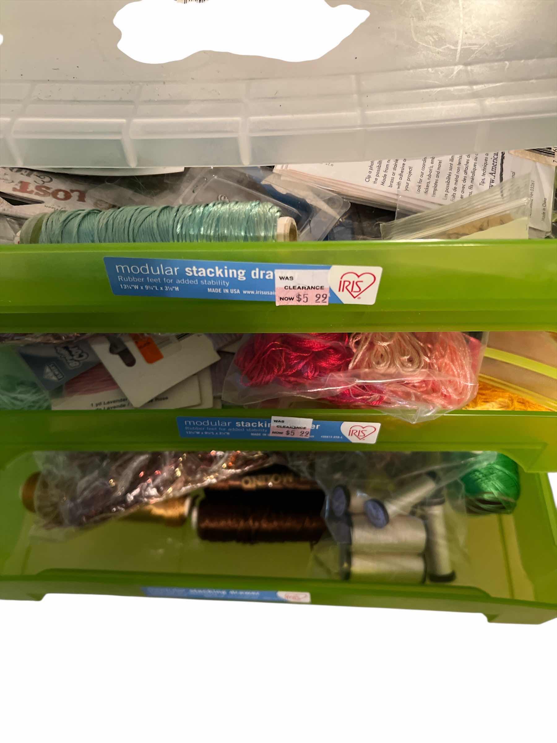Photo 1 of LOT OF 5 ORGANIZERS AND CONTENTS - MISC CRAFT SUPPLIES