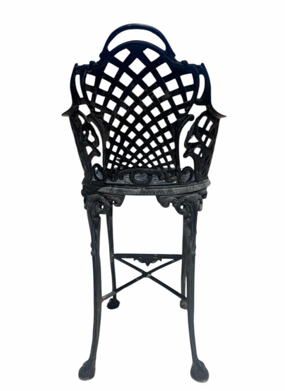 Photo 1 of OUTDOOR BASKETWEAVE BAR STOOL, IRON, BLACK
17” X  17” X H41”