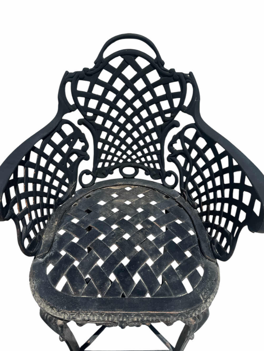 Photo 1 of OUTDOOR BASKETWEAVE BAR STOOL, IRON, BLACK
17” X  17” X H41”