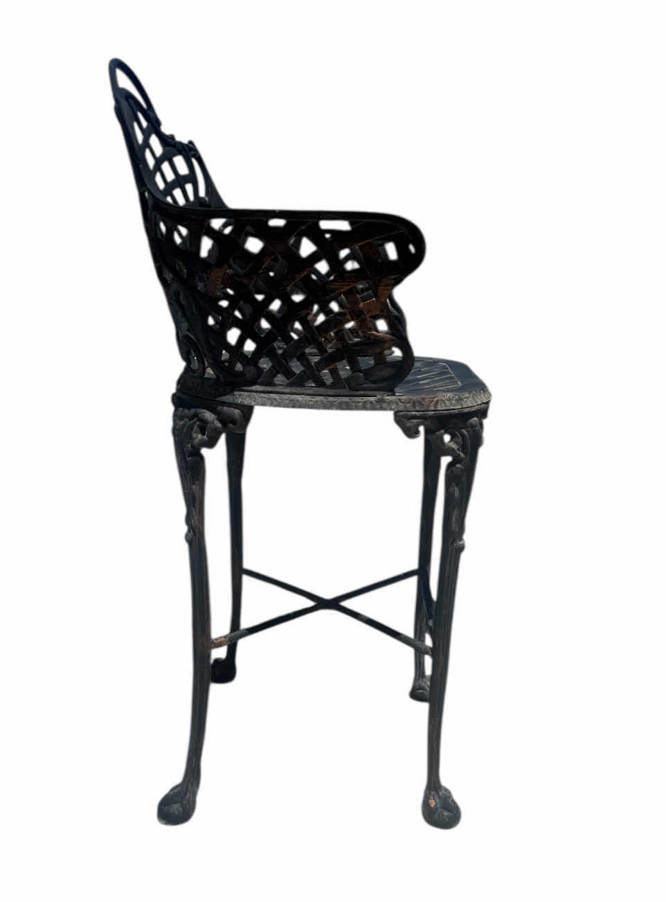 Photo 1 of OUTDOOR BASKETWEAVE BAR STOOL, IRON, BLACK
17” X  17” X H41”