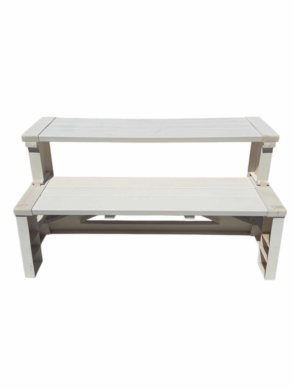 Photo 1 of OUTDOOR CONVERTIBLE BENCH, VYNIL/RESIN, WHITE 
58” X 15” X H32”