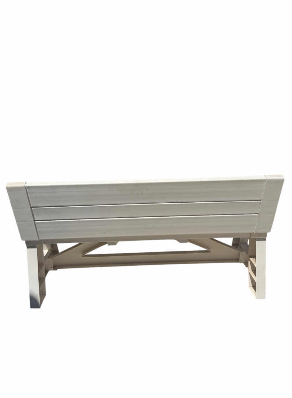 Photo 1 of OUTDOOR CONVERTIBLE BENCH, VYNIL/RESIN, WHITE 
58” X 15” X H32”