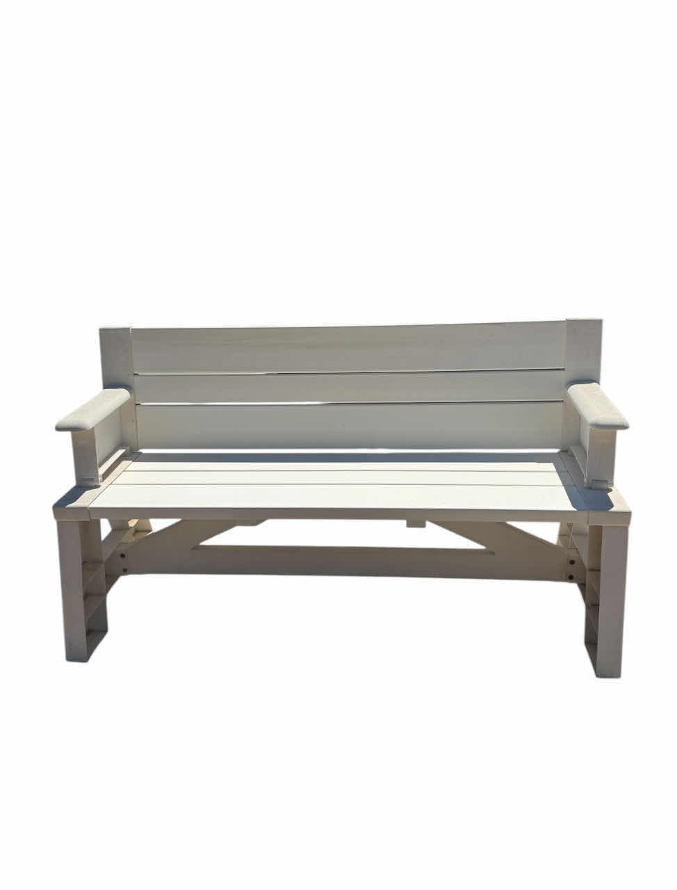 Photo 1 of OUTDOOR CONVERTIBLE BENCH, VYNIL/RESIN, WHITE 
58” X 15” X H32”