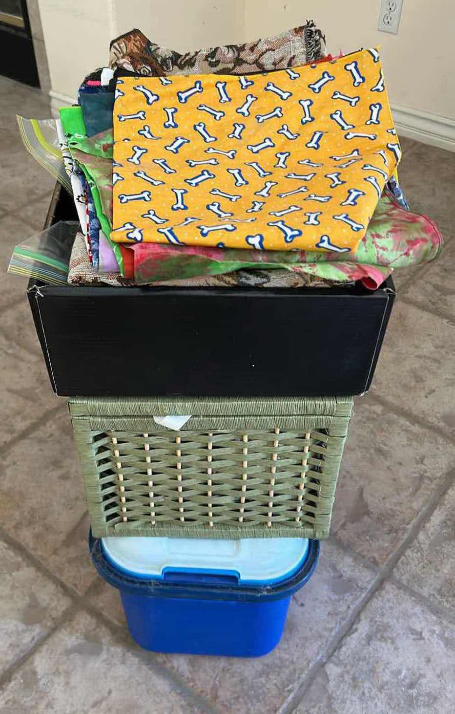 Photo 1 of CONTENTS OF 3 CONTAINERS ASSORTED FABRIC