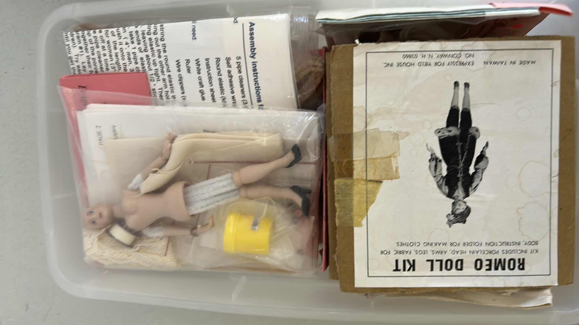 Photo 1 of 4- PLASTIC CONTAINERS SMALL PORCELAIN DOLL KIT RIBBON