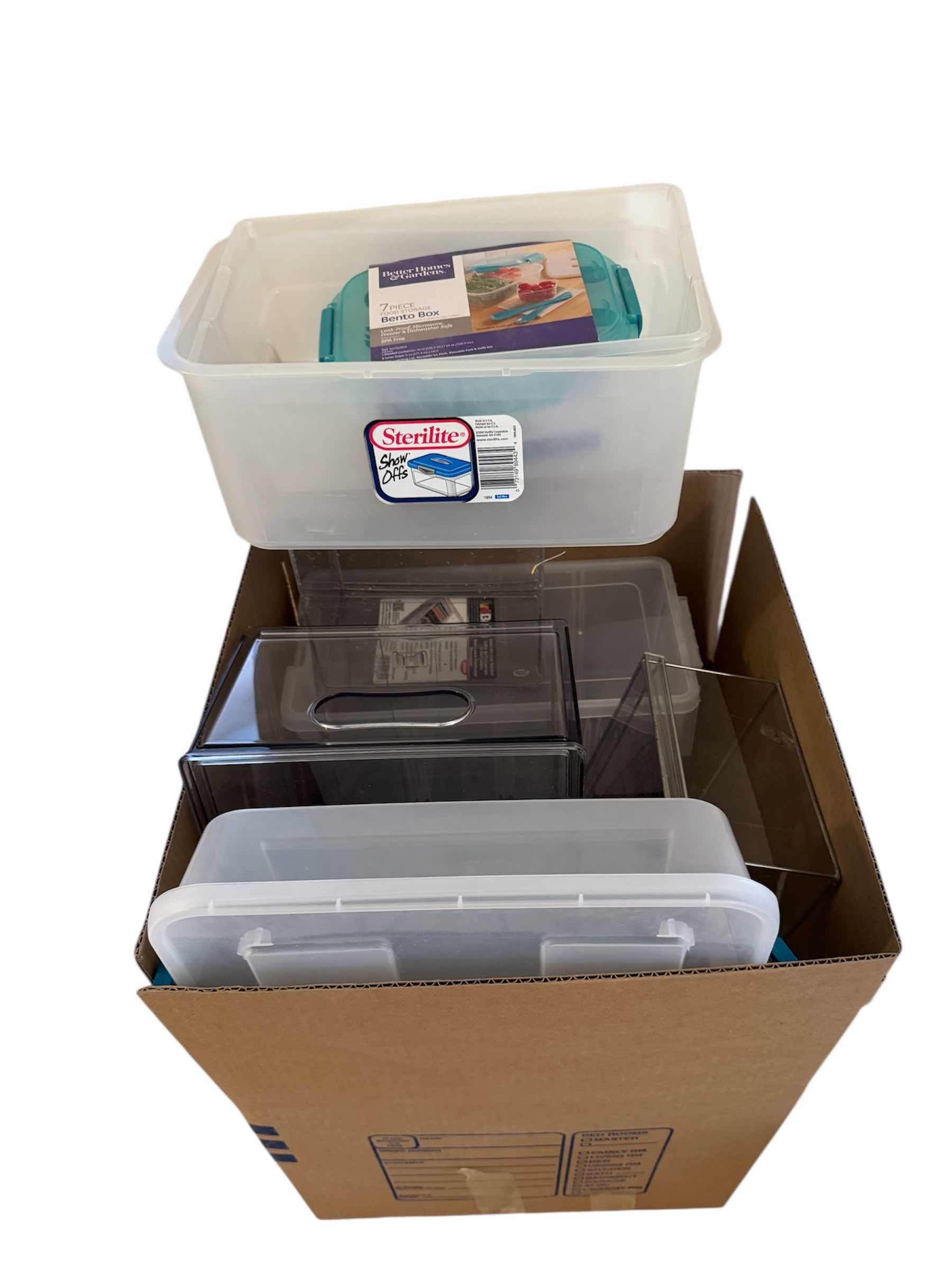 Photo 1 of BOX OF ASSORTED STORAGE CONTAINERS