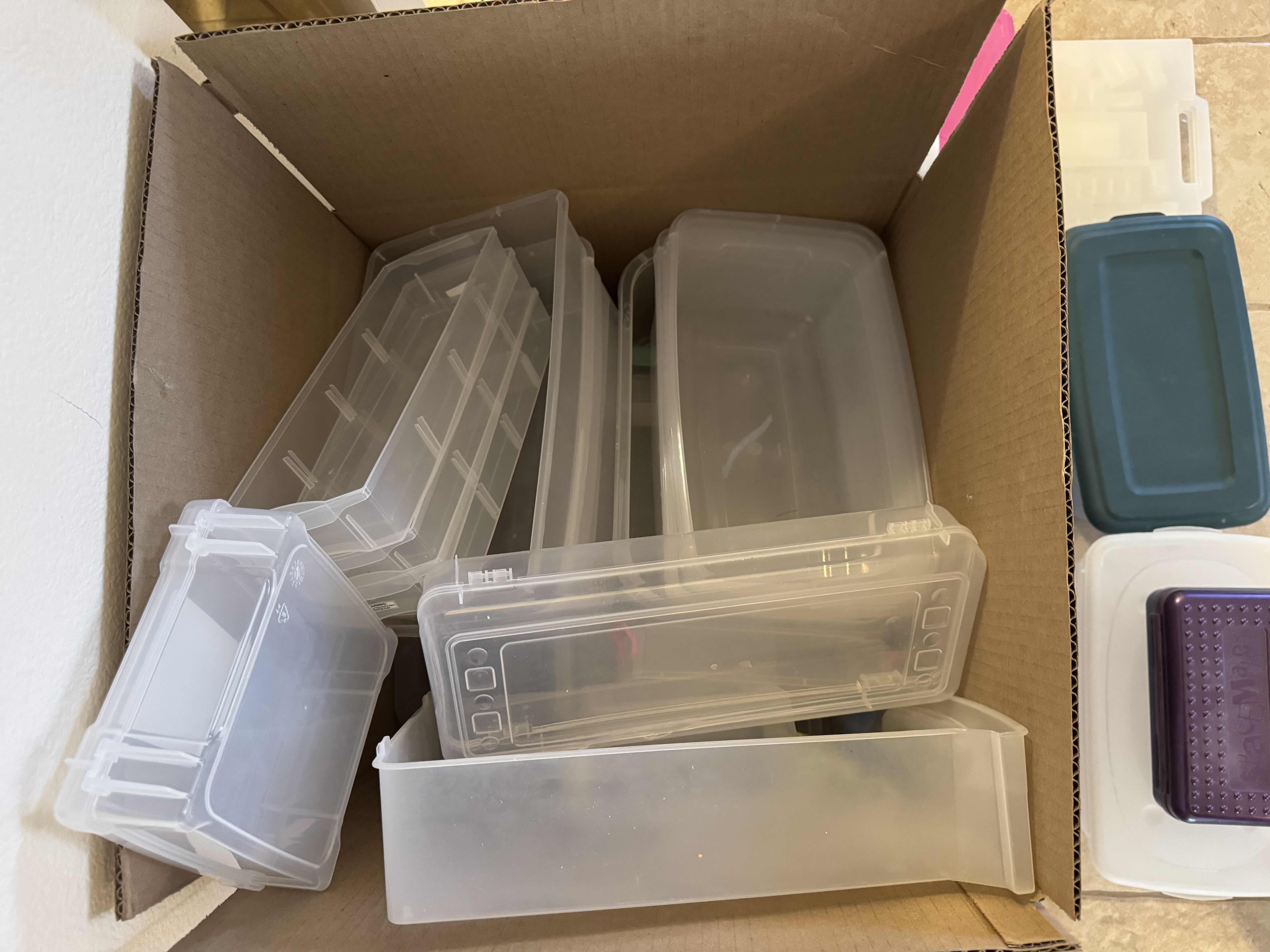 Photo 1 of BOX OF ASSORTED STORAGE CONTAINERS