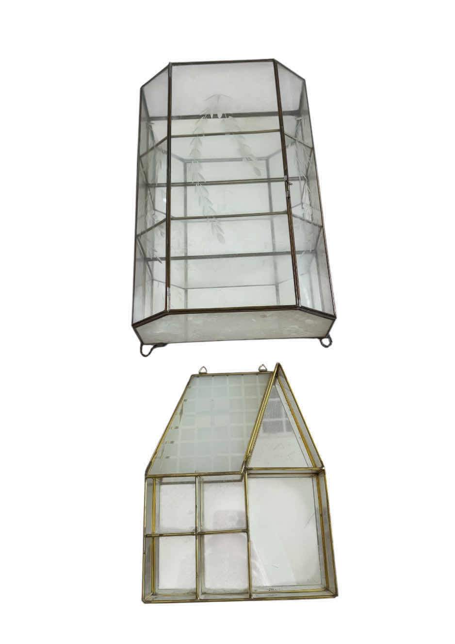 Photo 1 of VINTAGE WOODEN CHEST AND GLASS/MIRROR DISLAY SHELVES 

H13.5” AND SMALLER