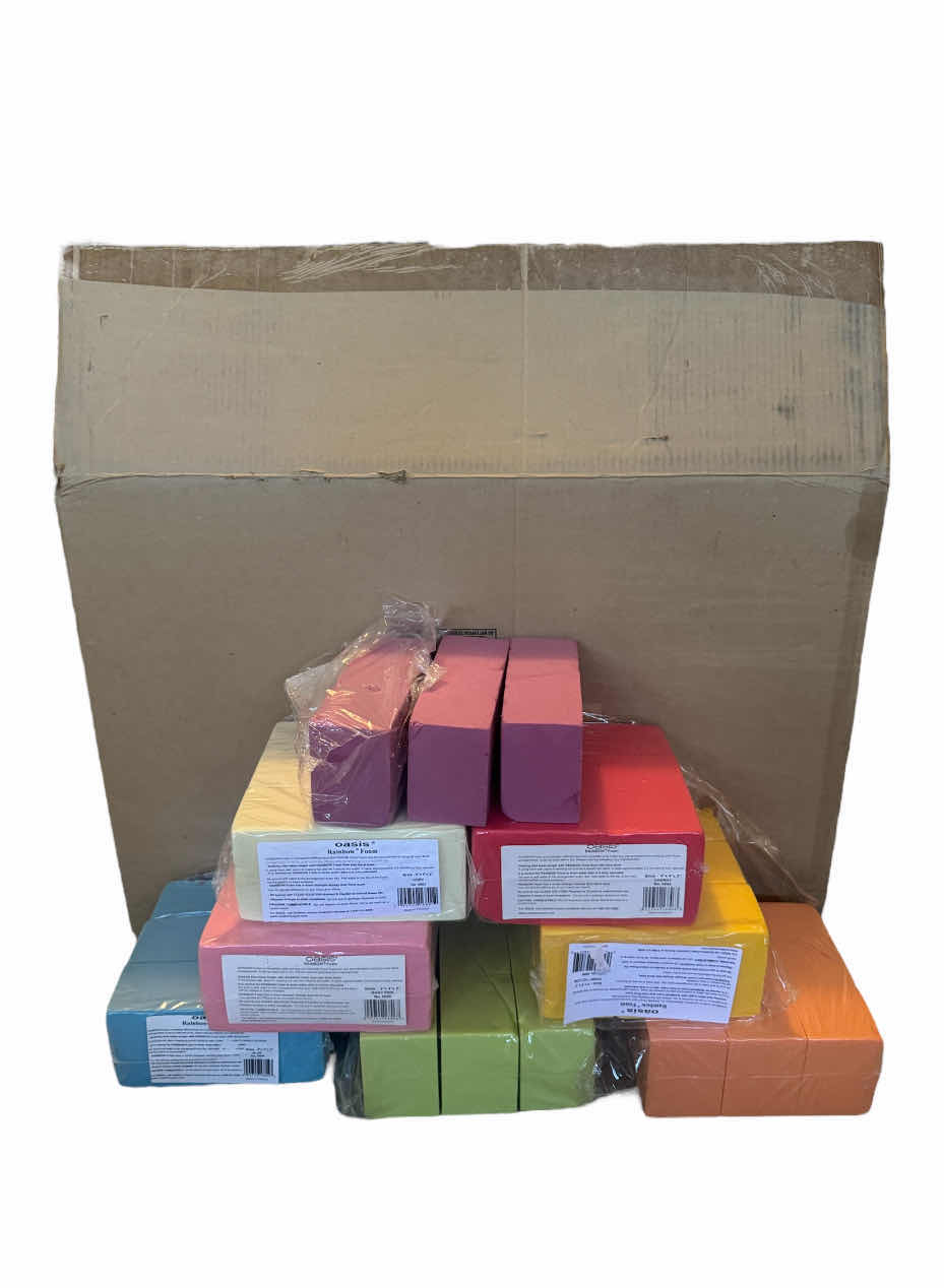 Photo 1 of BOX OF 20 WHITE SHEETS 1”X 24”X H36” STYROFOAM AND 24 RAINBOW FOAM BRICKS 9” X 4” X H3”