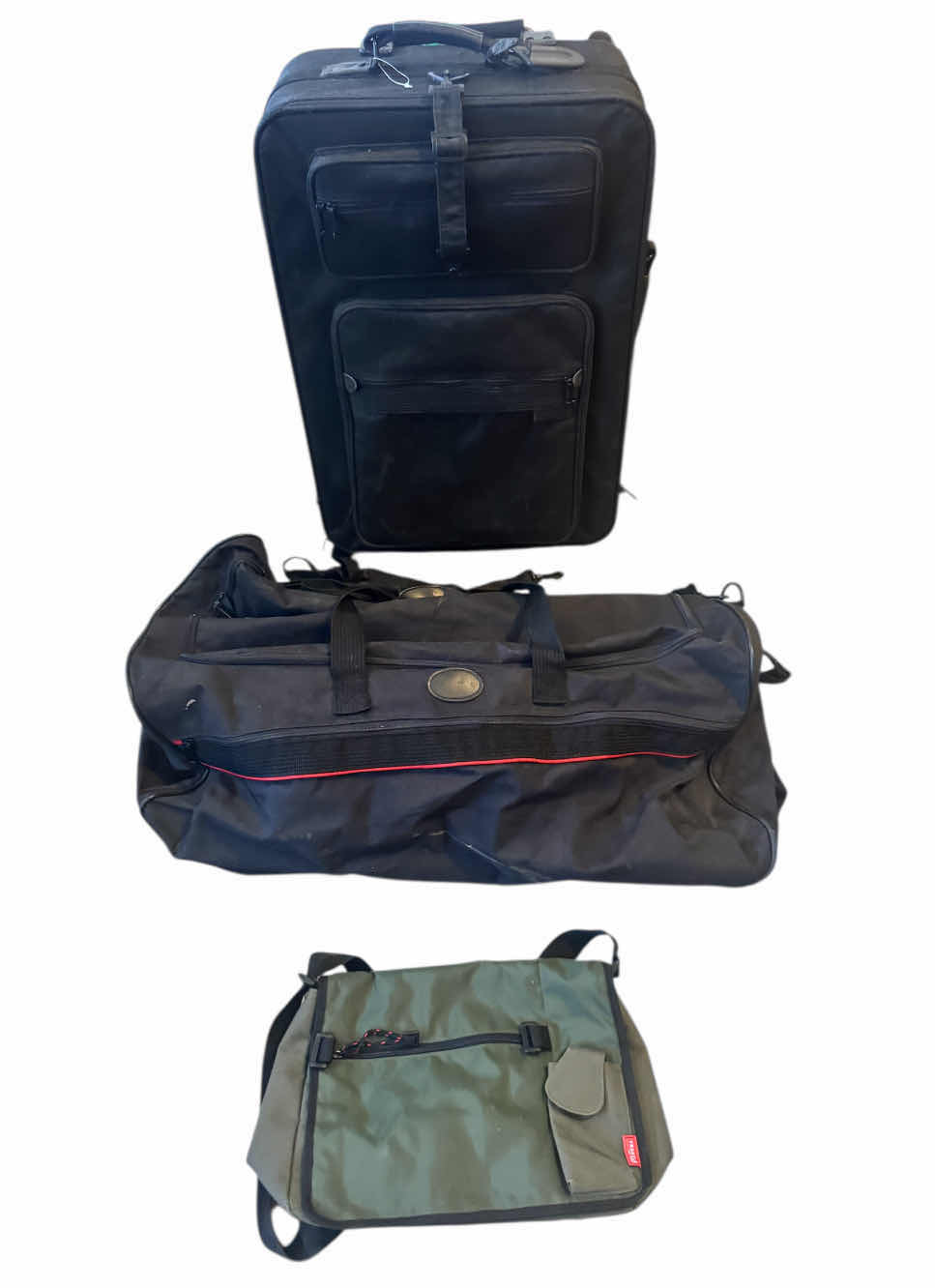 Photo 1 of 3- TRAVEL BAGS, TRAVEL CARRY- ON BAG, DUFFLE BAG, TWO WHEELED CARRY-ON SUITCASE
9” X 18” X H26”